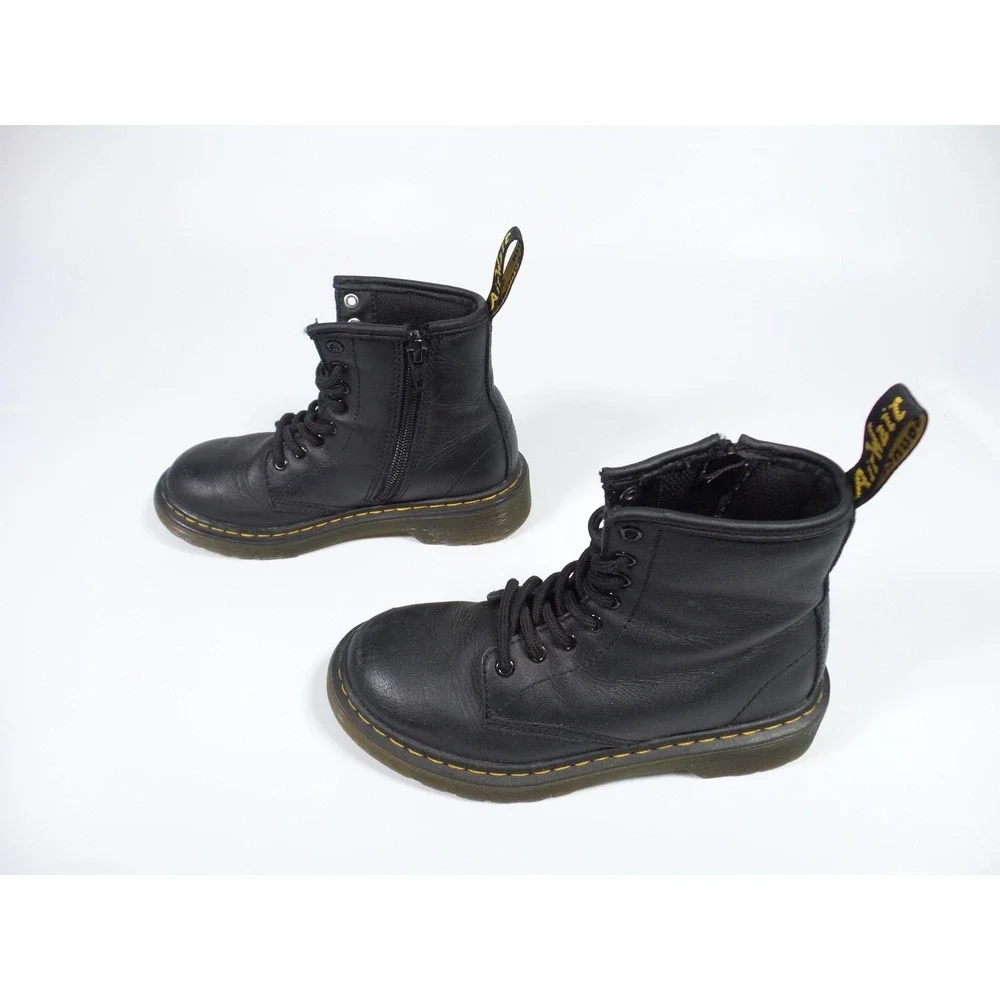 Dr Martens‎ Junior Shoes Youth Size 13 Black Leather Boots Zip Lace Up 1460J